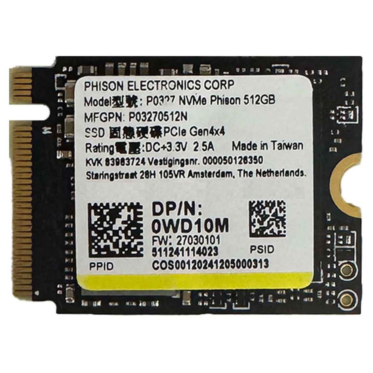 Phison P0327 512GB M.2 2230 PCIe Gen4x4 NVMe SSD
