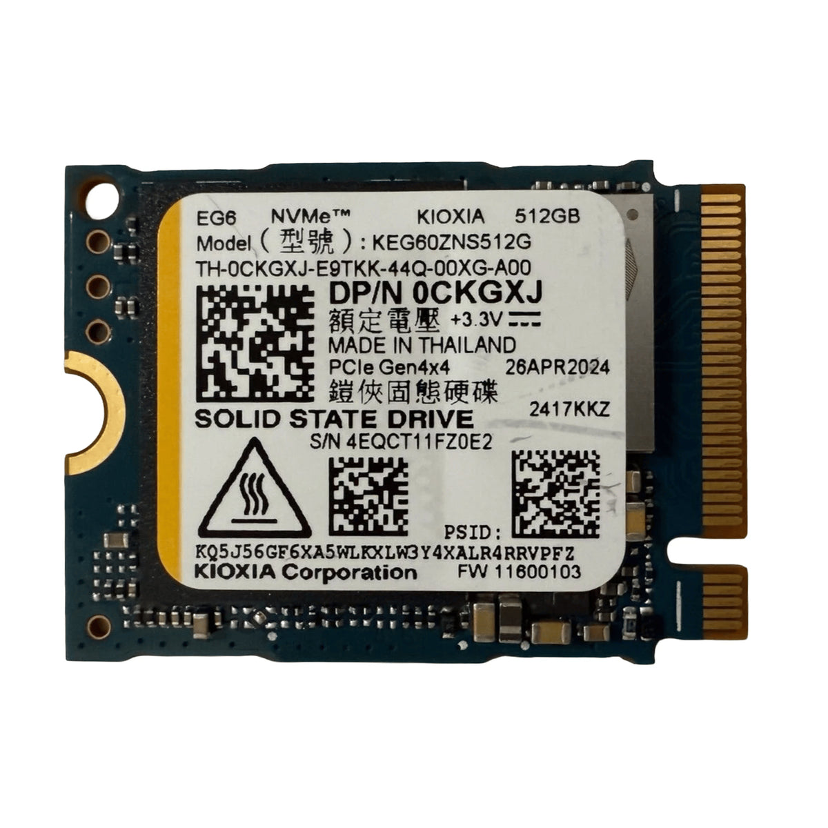 Kioxia EG6 512GB M.2 2230 PCIe Gen4x4 NVMe SSD