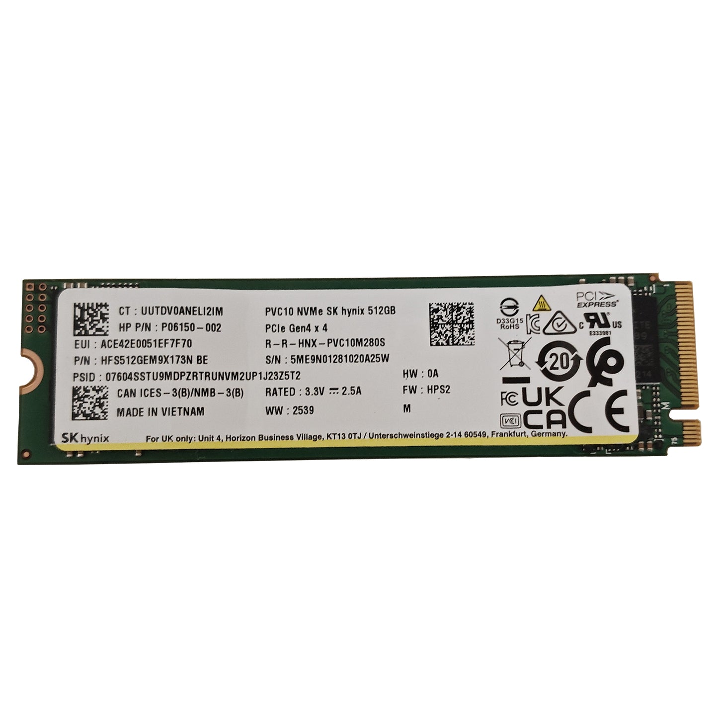 SK Hynix PVC10 512GB M.2 2280 PCIe Gen4x4 NVMe SSD