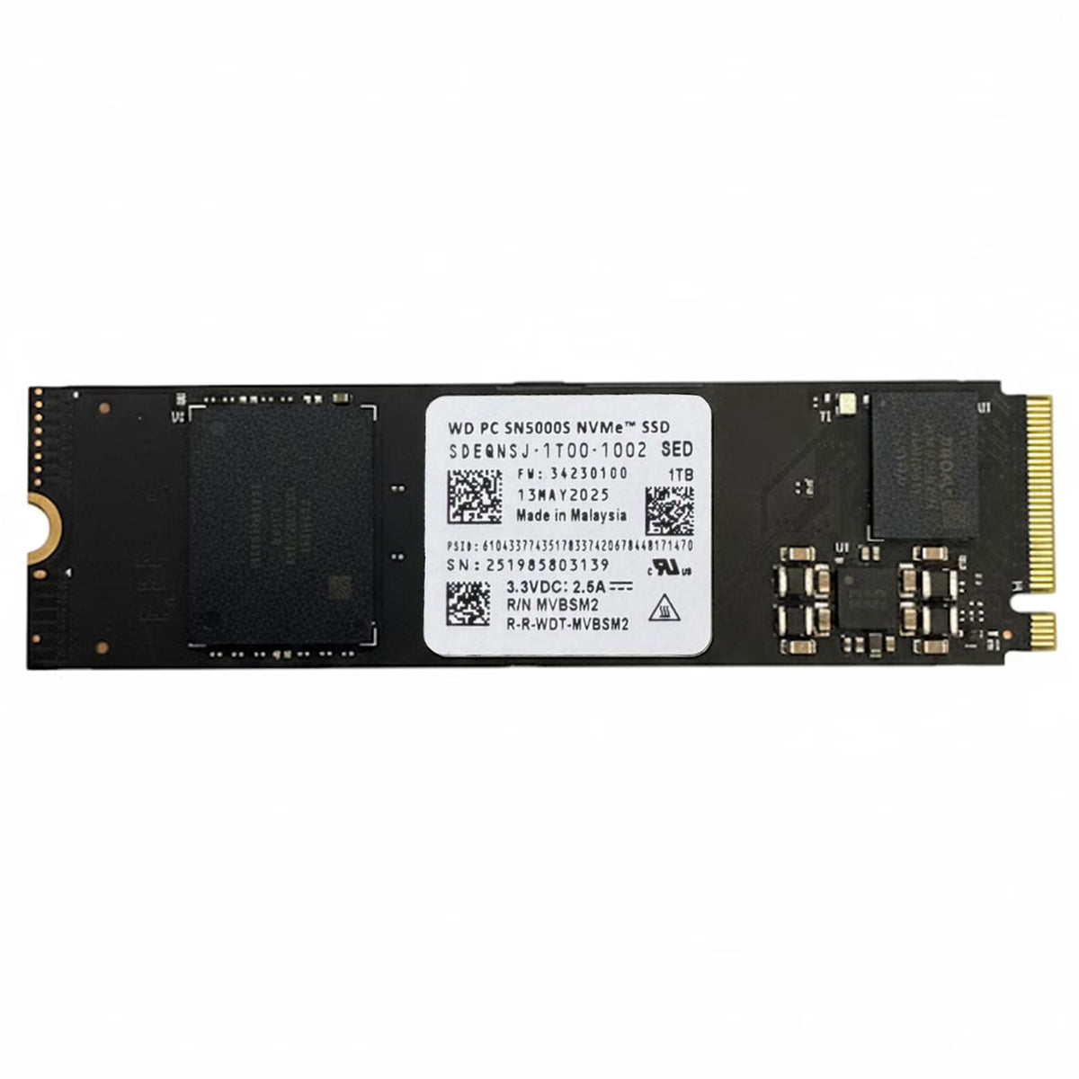 WD PC SN5000S 1TB M.2 2280 PCIe Gen4x4 NVMe SSD