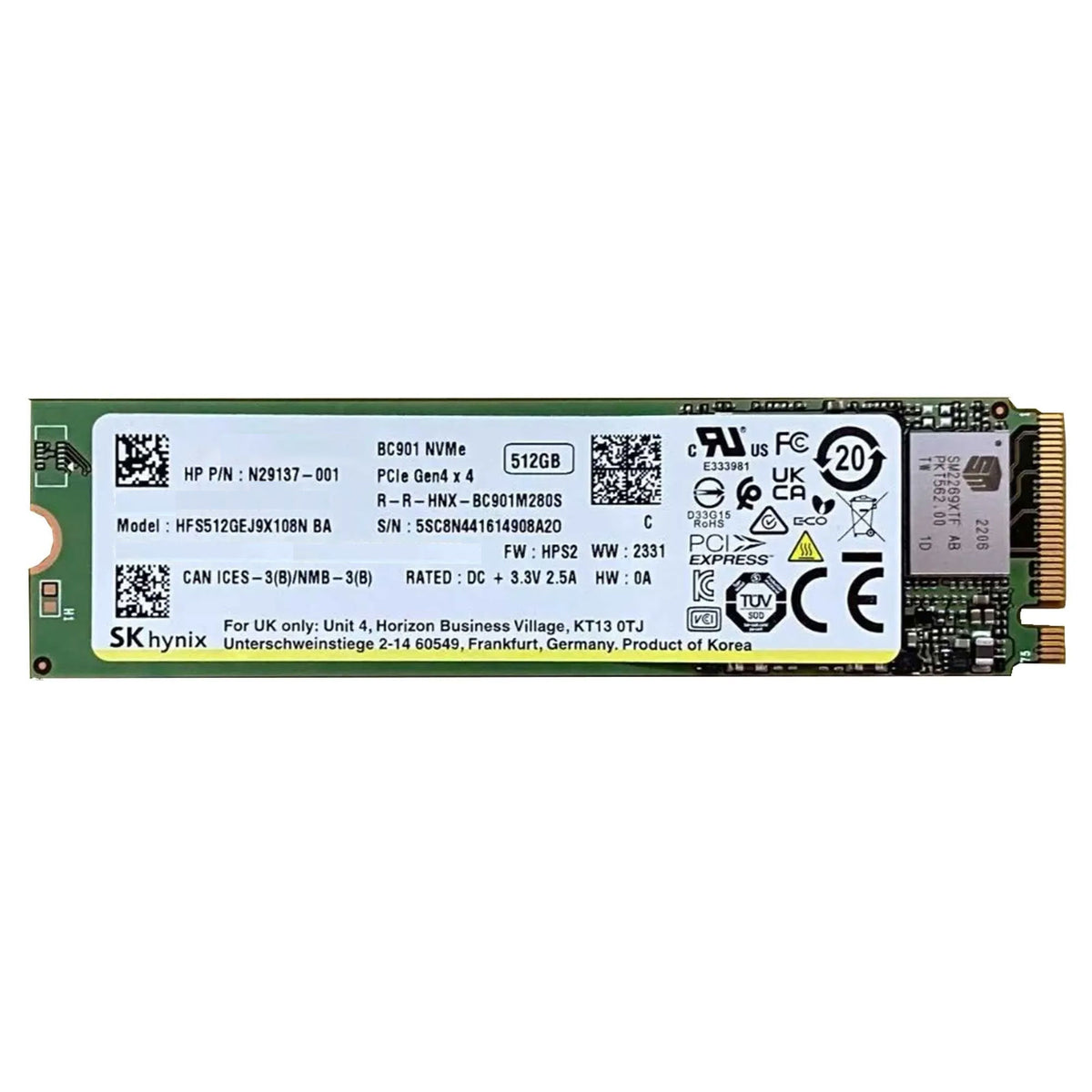 SK Hynix BC901 512GB M.2 2280 PCIe Gen4x4 NVMe SSD